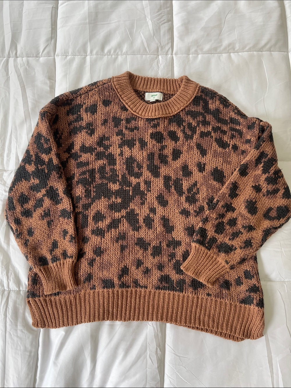 Aerie Leopard-Print Crewneck Sweater - Brown/Black